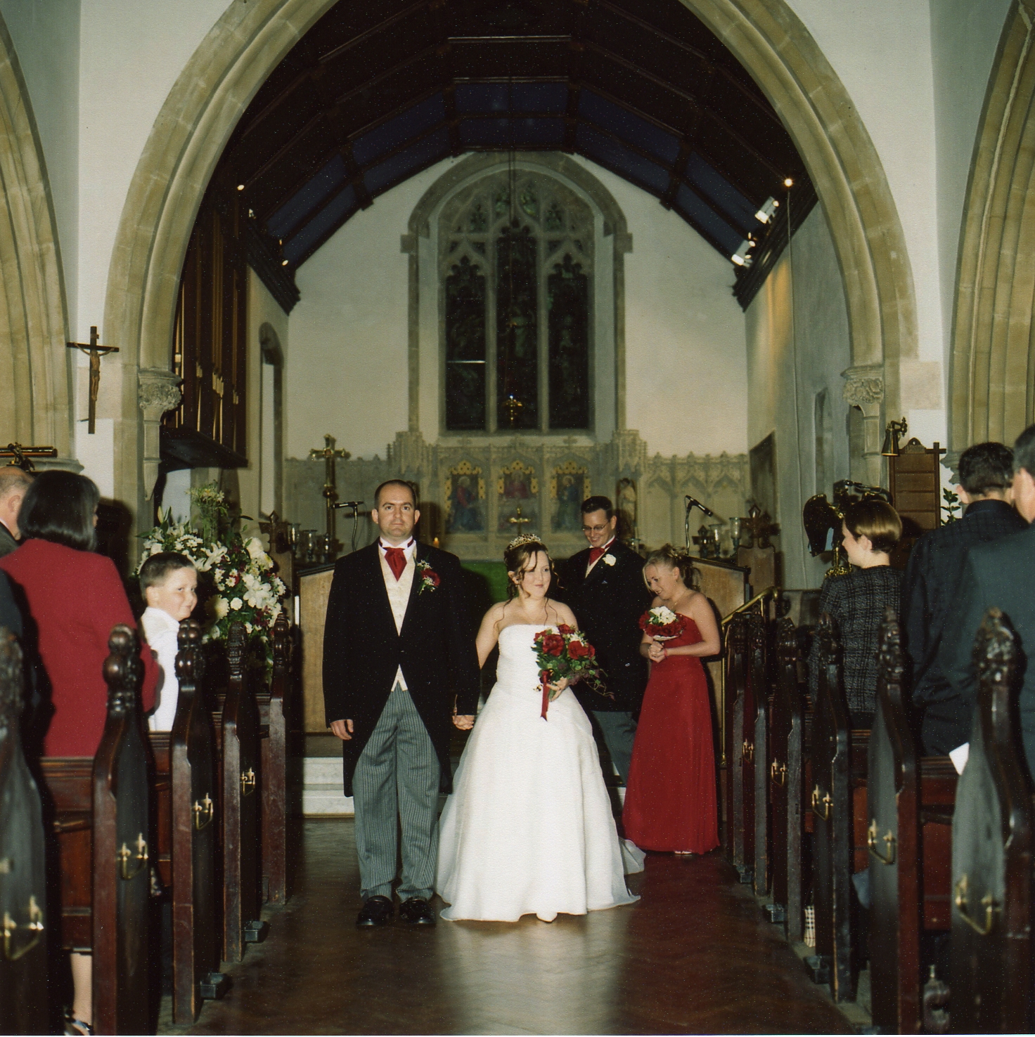Chris & Chrissie, leaving the church